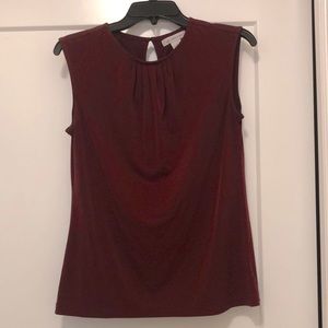 Liz Claiborne maroon pleated blouse